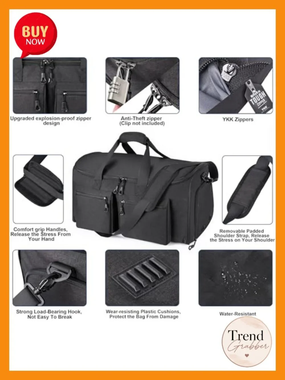 Convertible Garment Duffle Bag Carry On Suit Bag with Shoe Compartment